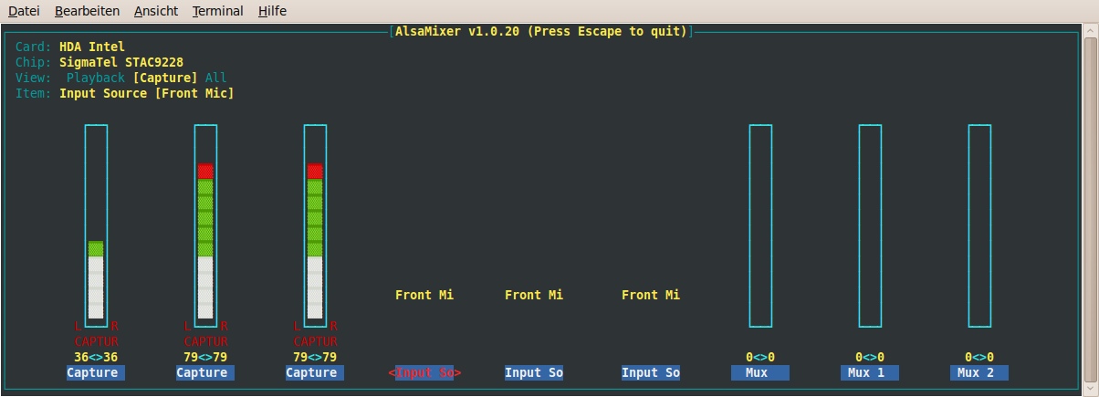 Alsamixer Capture-Einstellugen